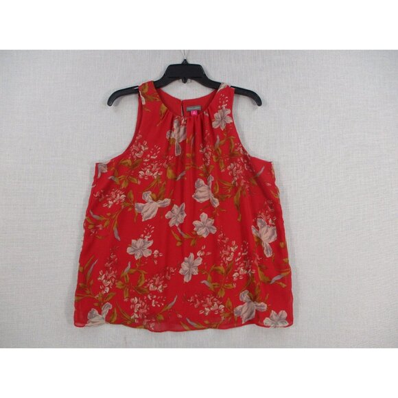 Vince Camuto Womens Red Floral Sleeveless Blouse Top - Medium Size - Picture 1 of 8